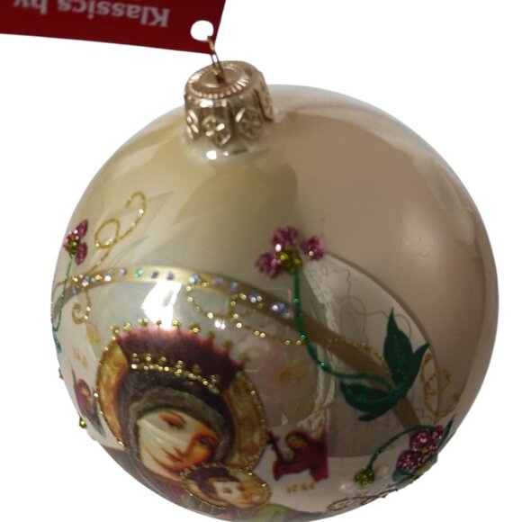 Our Lady Of Perpetual Help Glass Ornament 10cm Hand-Painted With Glitter Accent - Picture 2 of 9